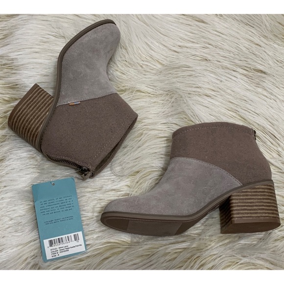 desert taupe suede and felt women's lacy booties